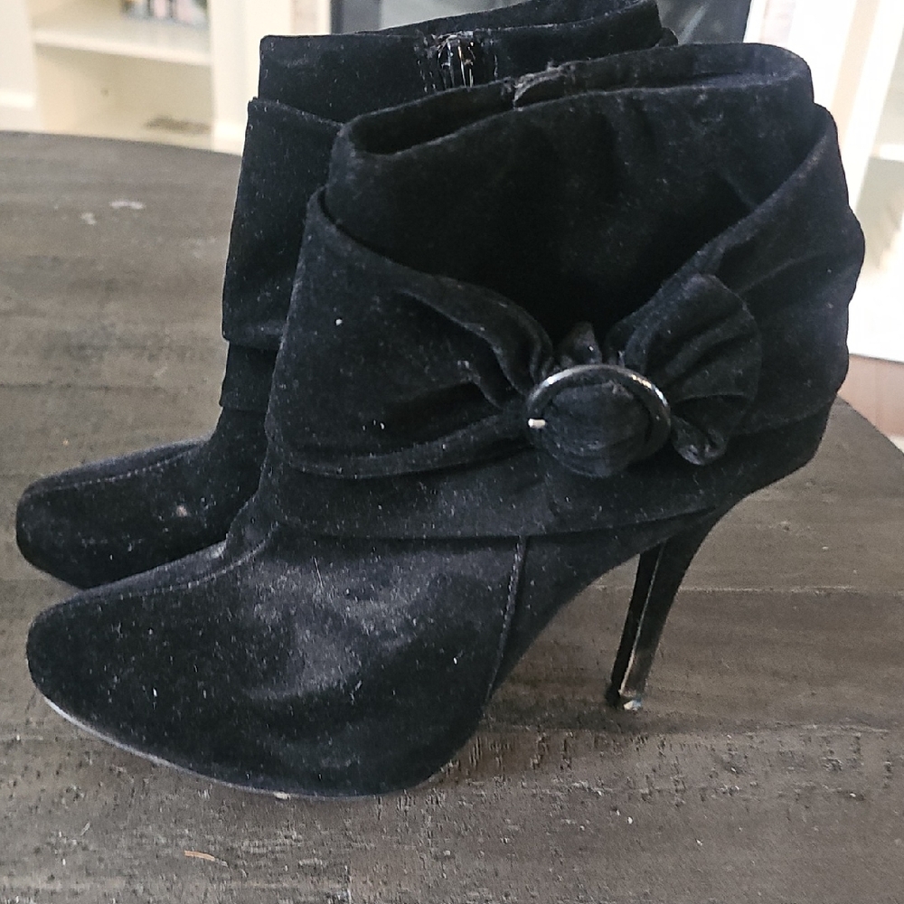 Charlotte Russe Black Ankle Booties with Bow Detail
